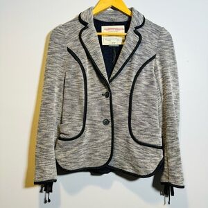 NWOT‎ Anthropologie Cartonnier Navy Blue Button Front Knit Blazer